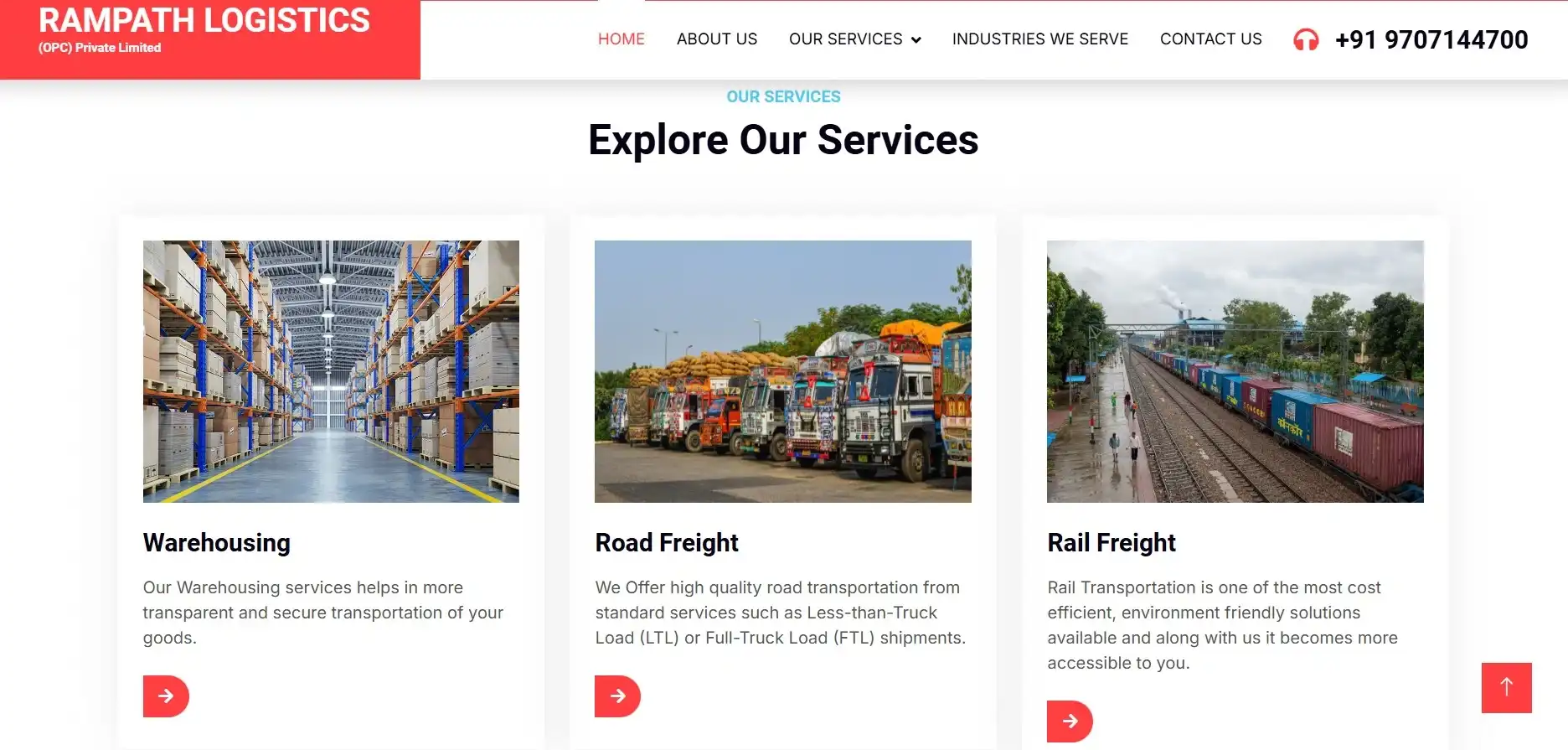 Rampath logistics ecommerce , seo and didital marketing website developed by yeshwant bhatt